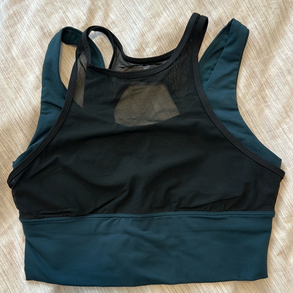 lululemon Black Mesh and Teal Sportsbra